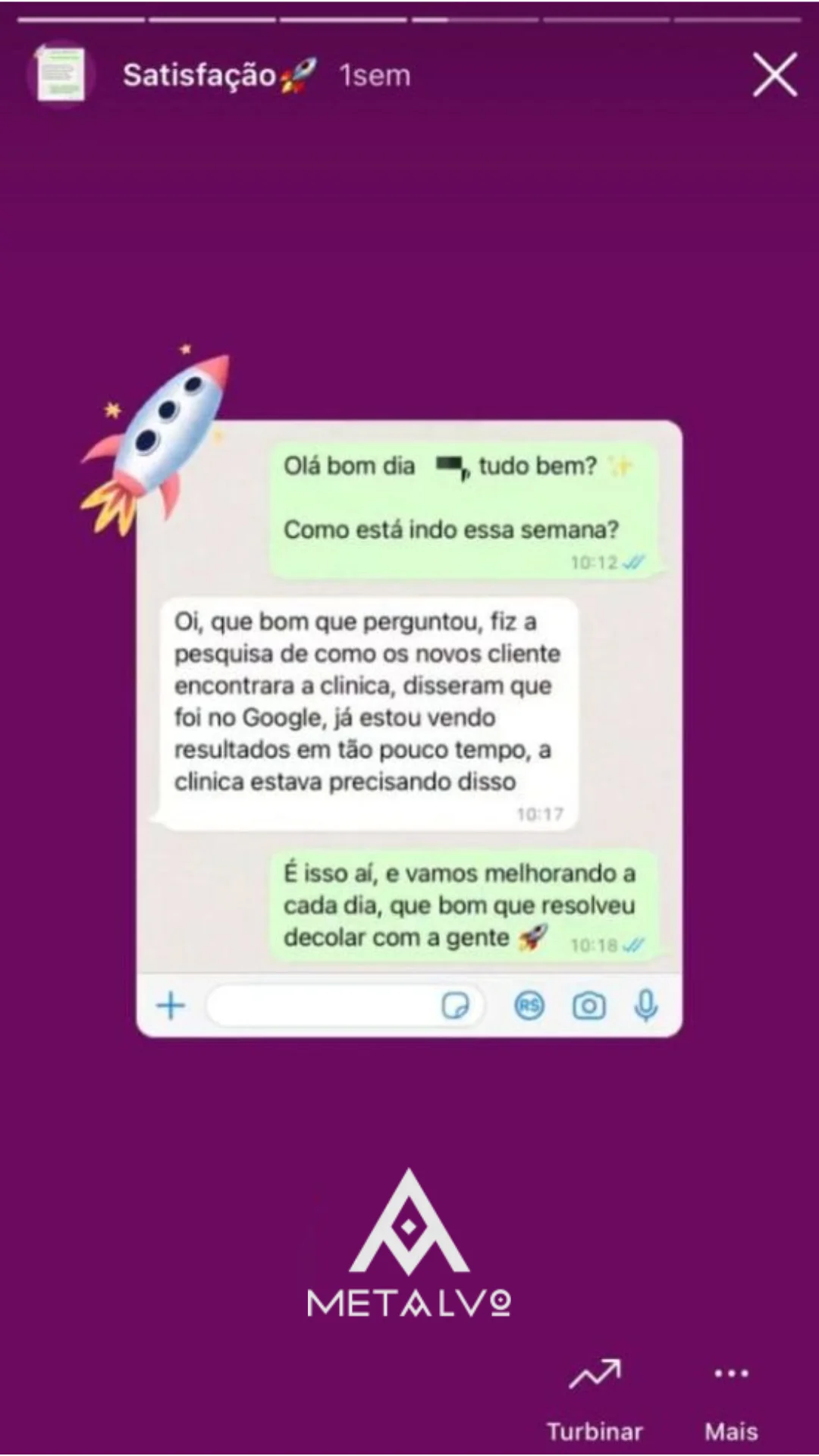 Depoimento 1 de cliente no WhatsApp