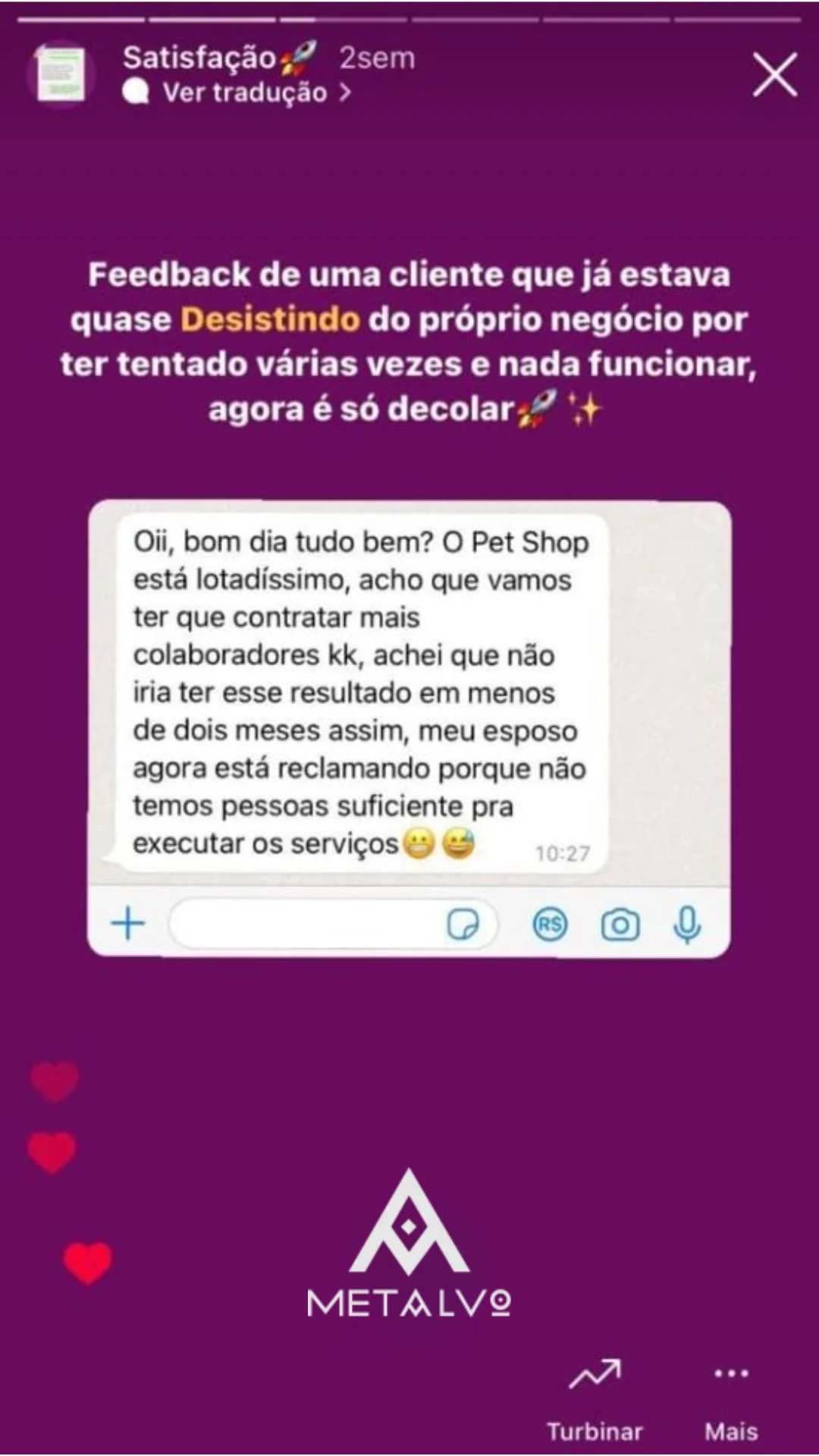 Depoimento 3 de cliente no WhatsApp